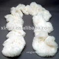 Sheared knitted white color rabbit fur scarf